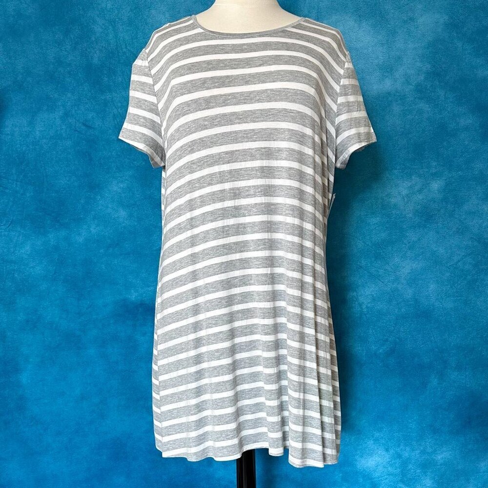 Gray & White Striped Nightgown/Nightshirt, XXL, NWT